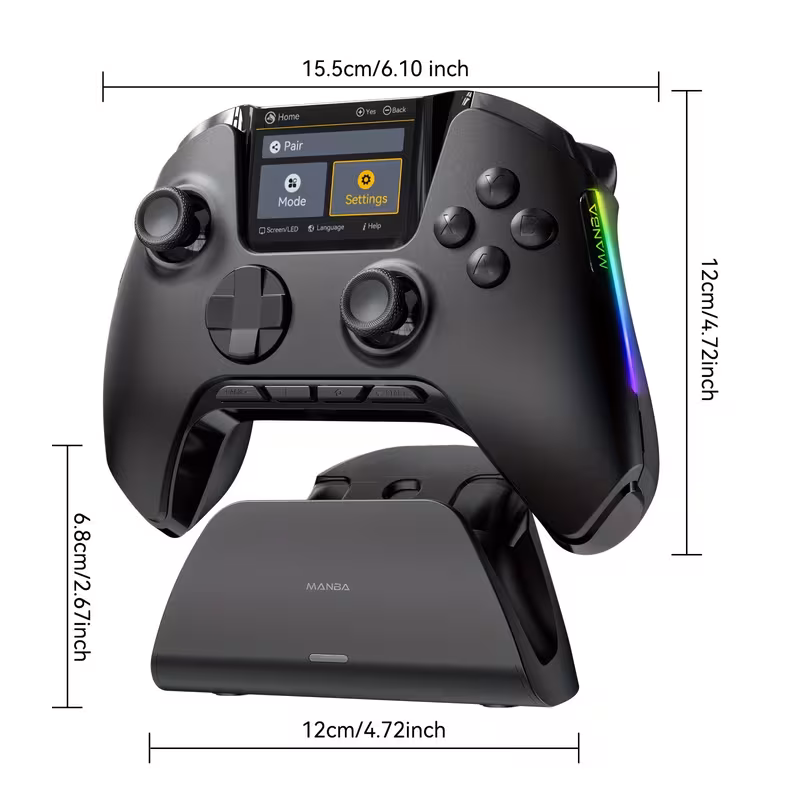 Manette de Jeu Sans Fil Interactive (No Drift) — iOS / Switch / PC / Android / Steam Deck · RGB · Batterie 1800mAh · V2 Noir vue 2