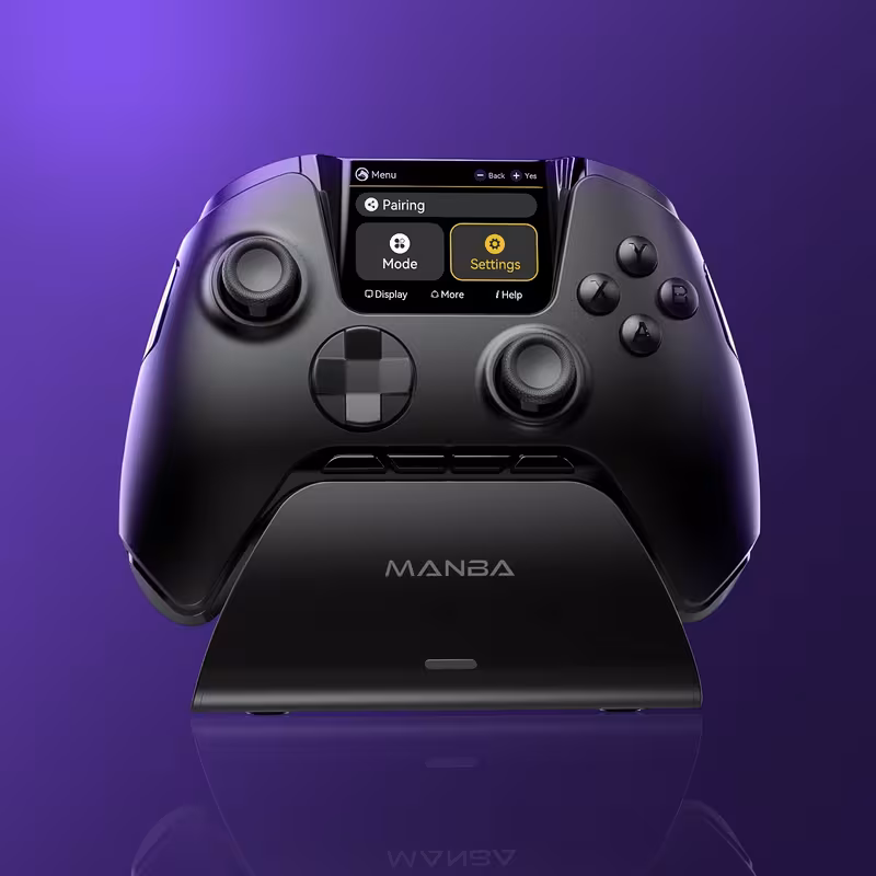 Manette de Jeu Sans Fil Interactive (No Drift) — iOS / Switch / PC / Android / Steam Deck · RGB · Batterie 1800mAh · V2 Noir
